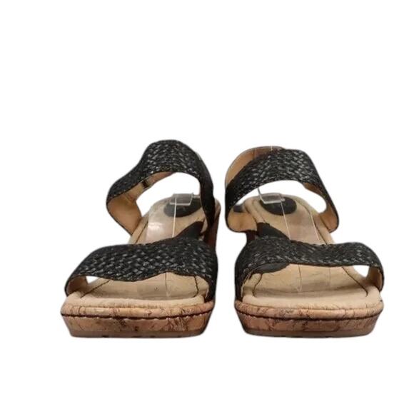 Born Concept Shoes Womens 11 Sandal Fashion Wedge Woven Straps Black Comfort boc - Picture 5 of 13
